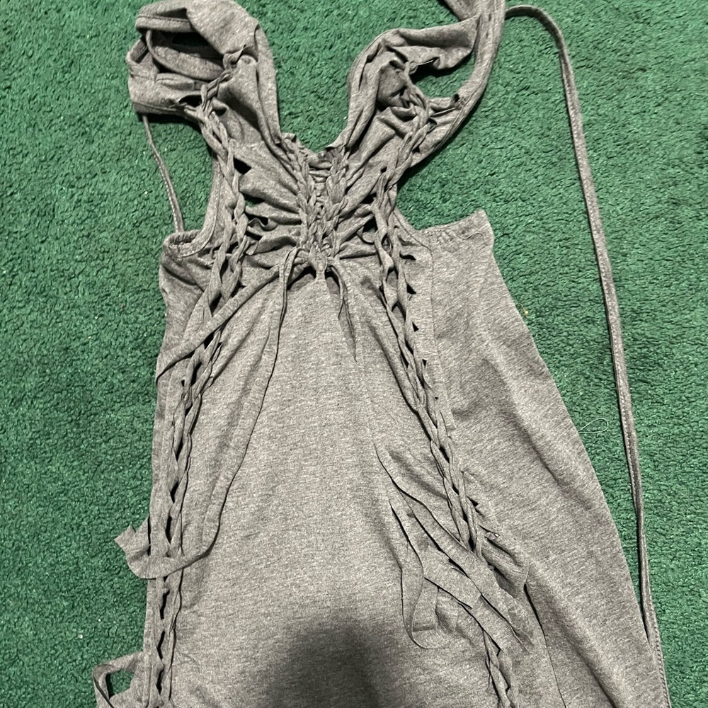 Cute dark gray slit bodycon dress